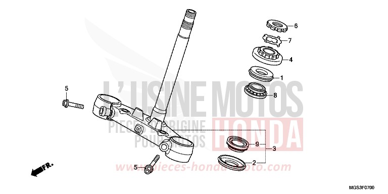 STEERING STEM for NC700X ABS PEARL SUNBEAM WHITE (NHA66) from 2012